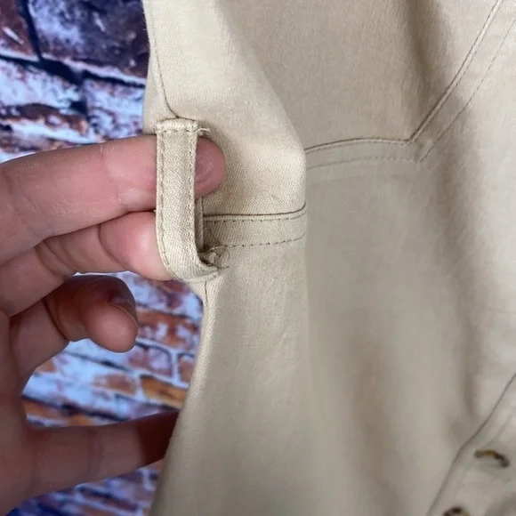 MSK Tan Button-Up Short Sleeve Shirt Cotton Dress Sz M - Picture 12 of 13